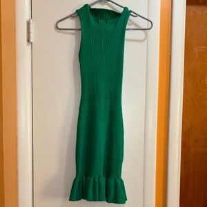 Green Sleeveless Ribbed Dress